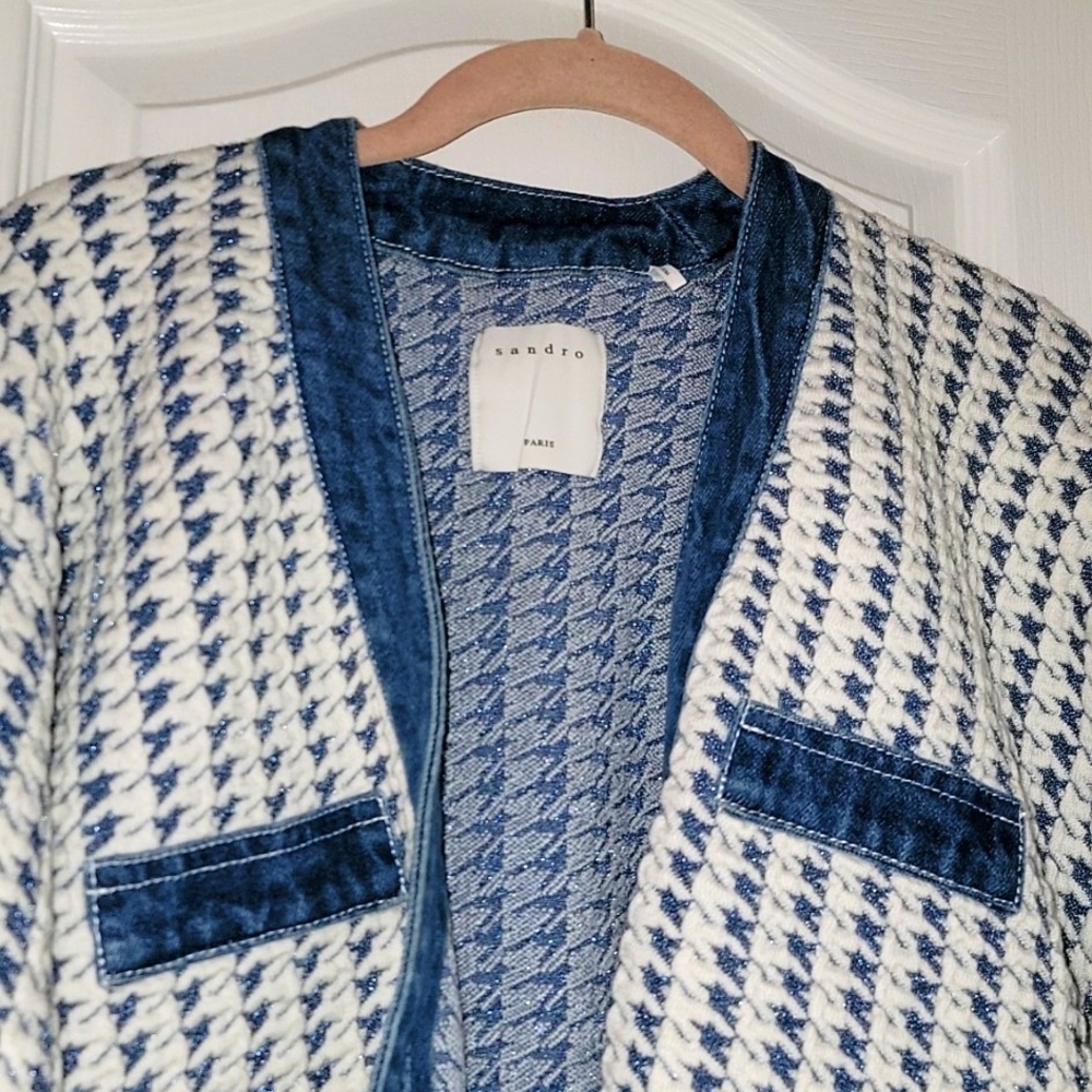 Sandro knit/denim sweater NWT